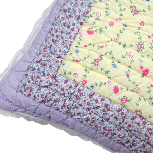 Pottery Barn Kids Standard Sham Quilted Yellow Ditsy Floral Cottage Nursery EUC - Picture 2 of 10